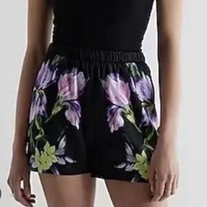 Express Floral Black silky Women's Shorts